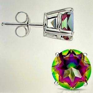 NEW 6MM Round Cut Mystic Topaz Earrings